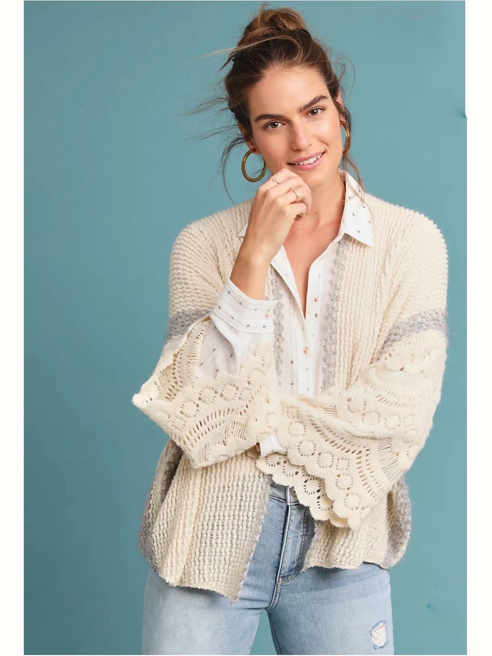 Anthropologie Rosanna Crocheted Kimono Cardigan Sweater OS